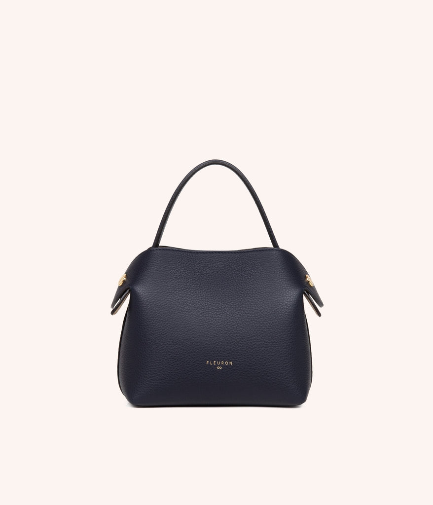 Sac à main Mini Swann bleu marine en cuir de veau pleine fleur